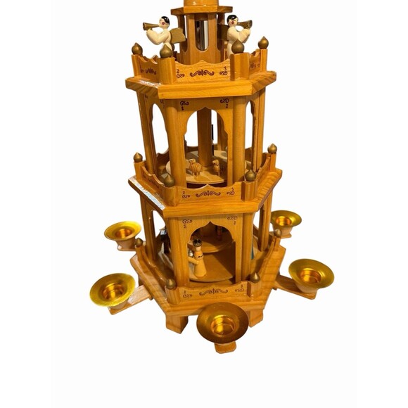 Vintage Christmas Nativity Weihnachts Pyramide 4 Tier 19" H Complete Wooden 7961 - Picture 7 of 10